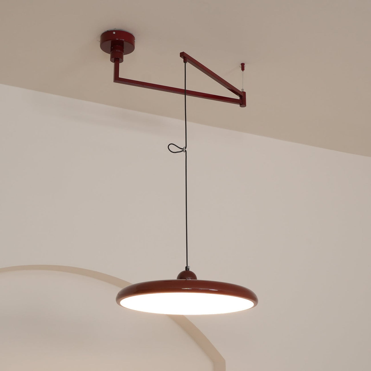 Minimalist Adjustable Lola Swing Arm Disc Flying Saucer Pendant Light For Dining Room