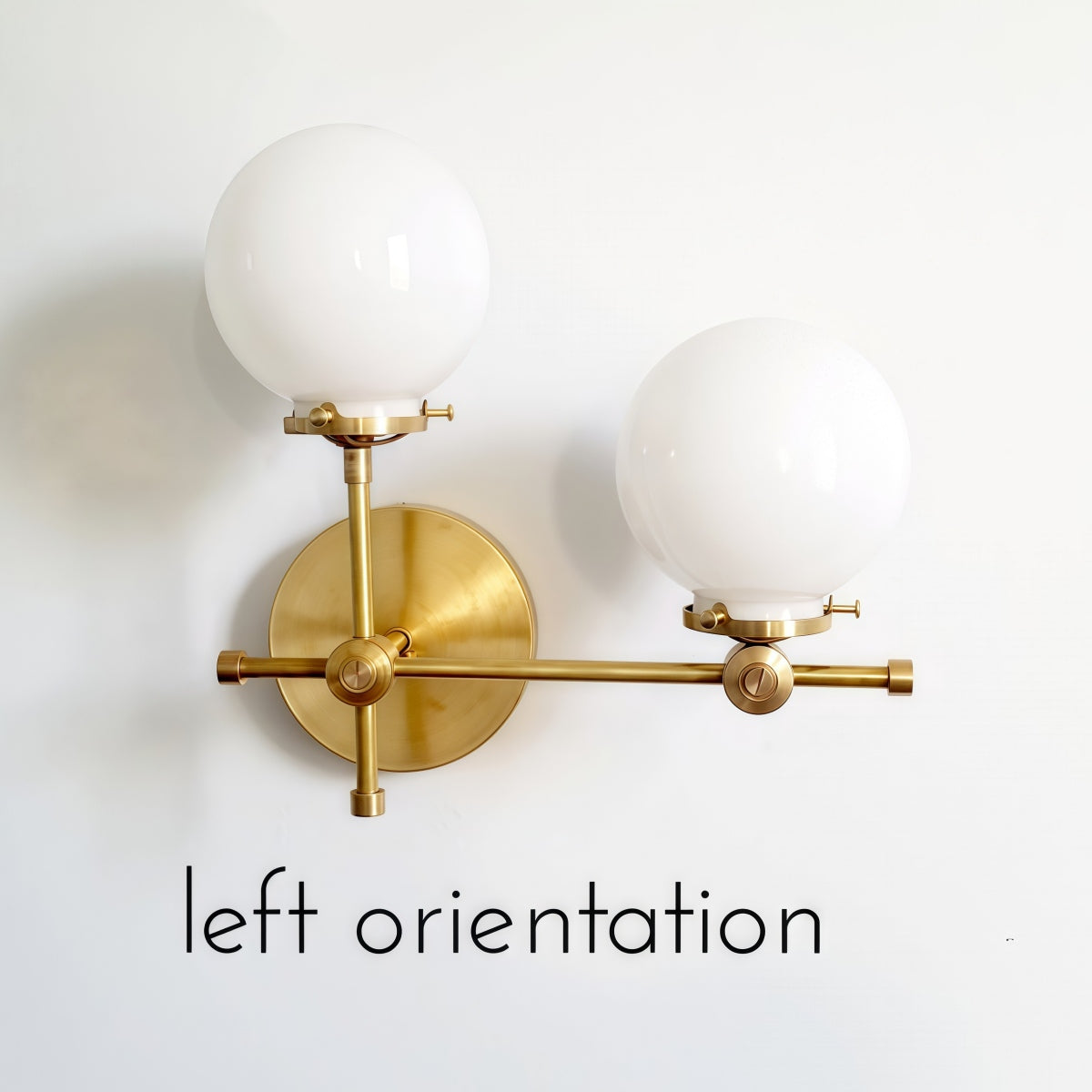 Asymmetric Wall Sconce - Raw Brass or Chrome Finish, Clear & White Glass