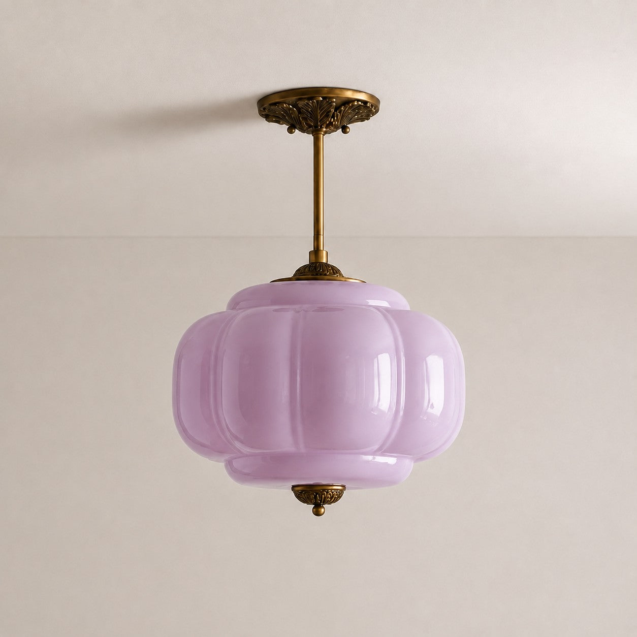 Antique Brass Green Glass Eloise Pendant Light