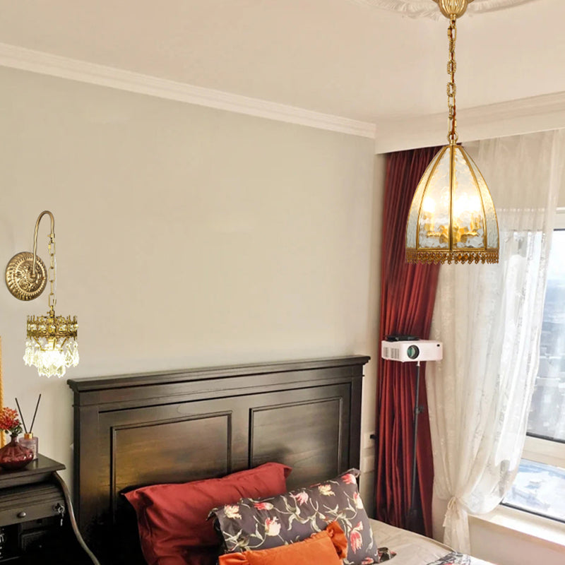 Luxe Vintage Translucent Cage Glass Pendant Lamp With Copper Edge Hard Glass Lampshade 6