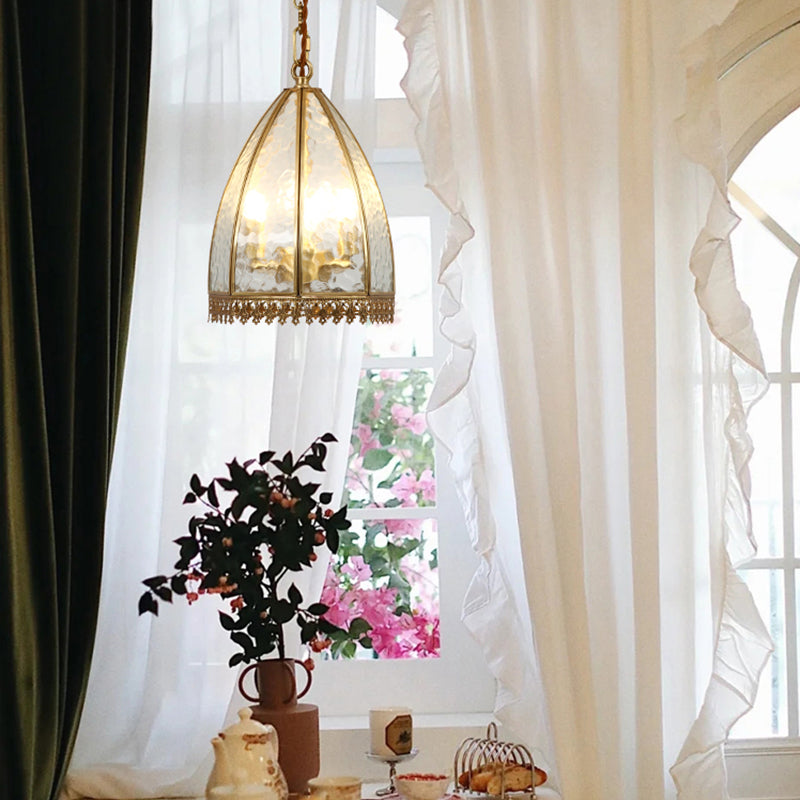 Luxe Vintage Translucent Cage Glass Pendant Lamp With Copper Edge Hard Glass Lampshade 4