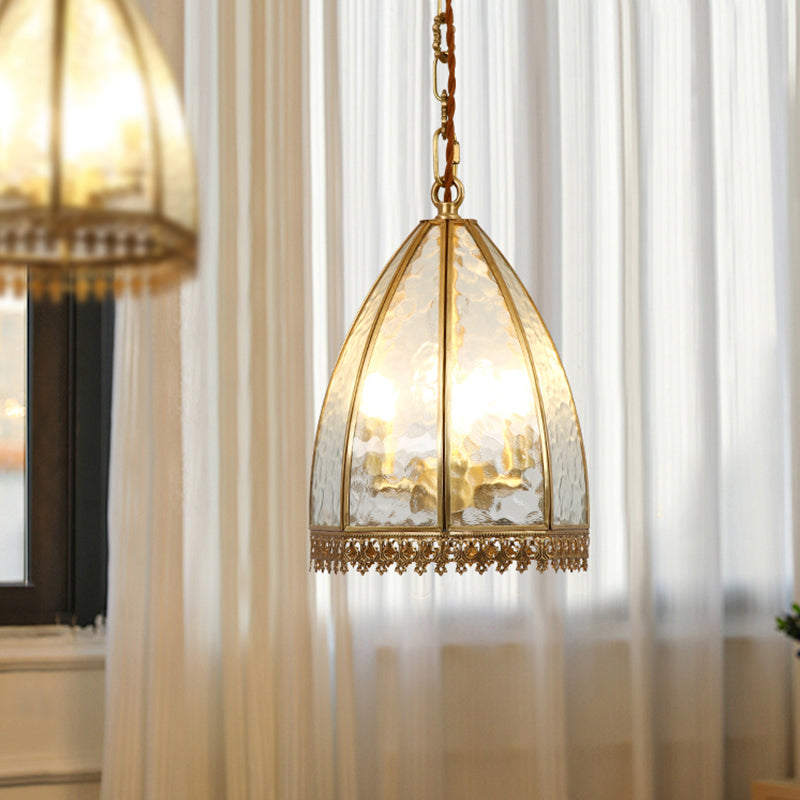 Luxe Vintage Translucent Cage Glass Pendant Lamp With Copper Edge Hard Glass Lampshade 3