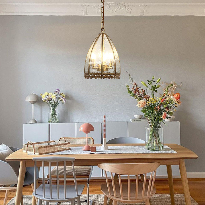 Luxe Vintage Translucent Cage Glass Pendant Lamp With Copper Edge Hard Glass Lampshade 1