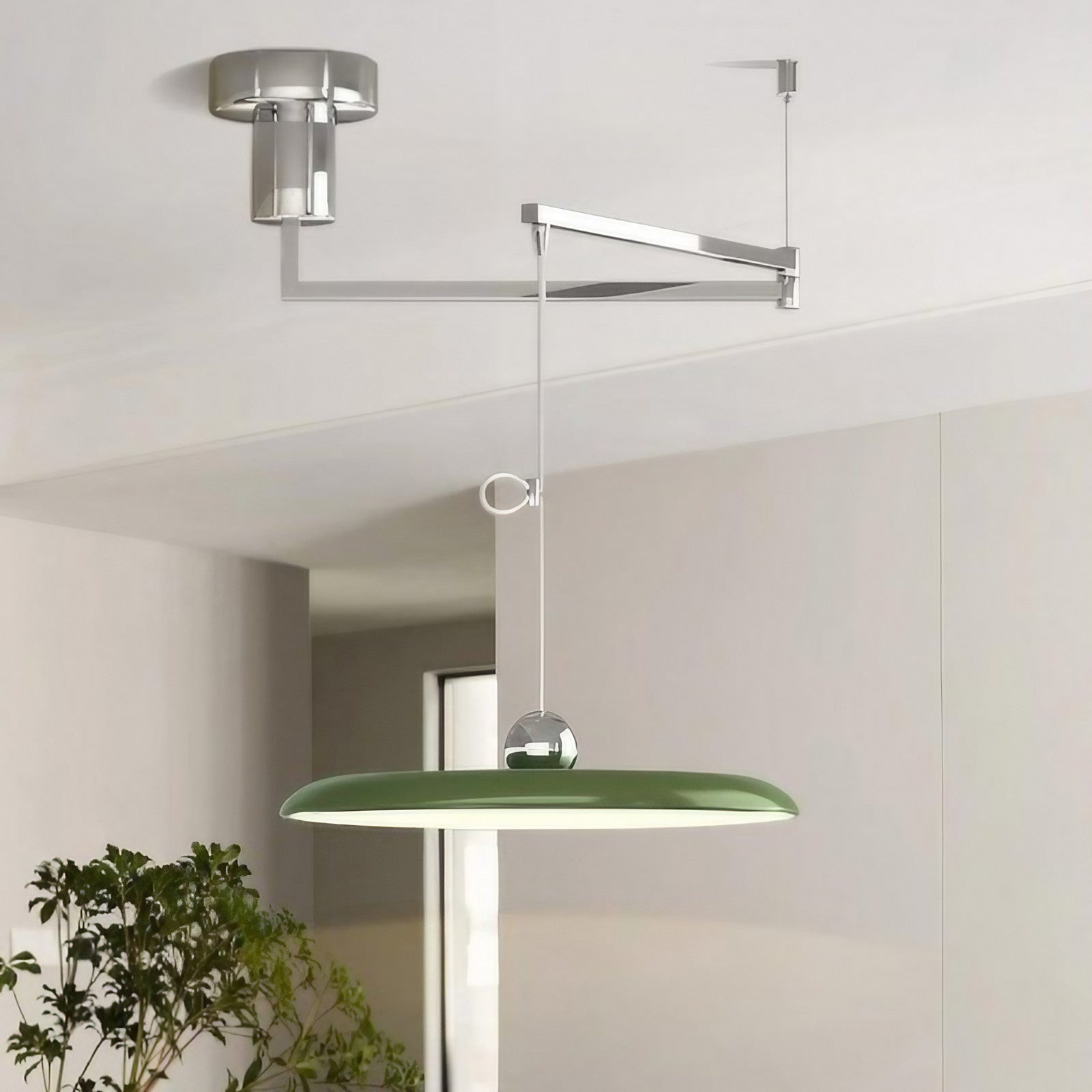 Minimalist Adjustable Lola Swing Arm Disc Flying Saucer Pendant Light For Dining Room
