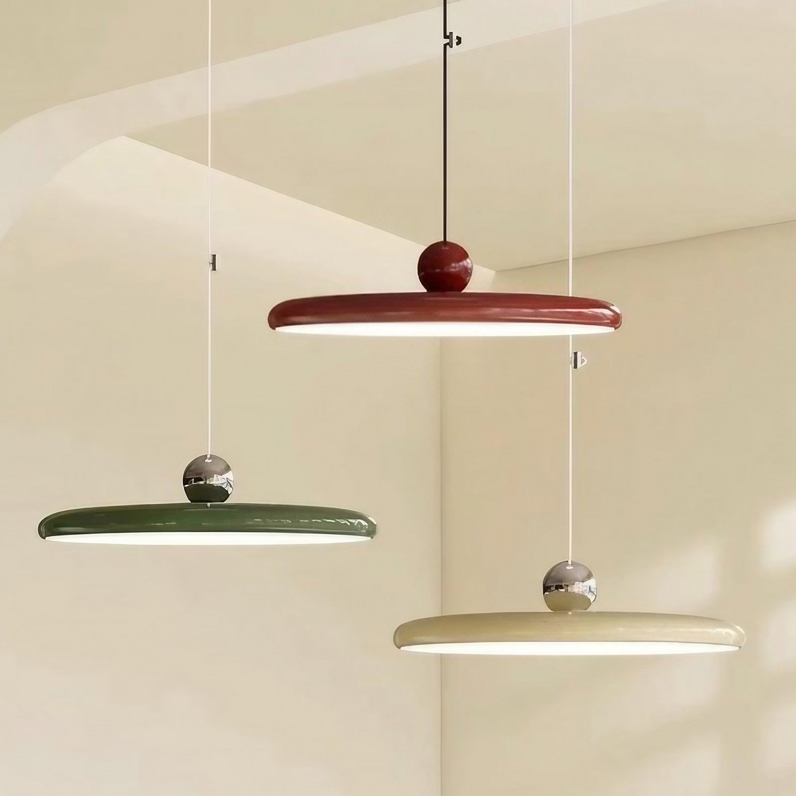 Minimalist Adjustable Lola Swing Arm Disc Flying Saucer Pendant Light For Dining Room