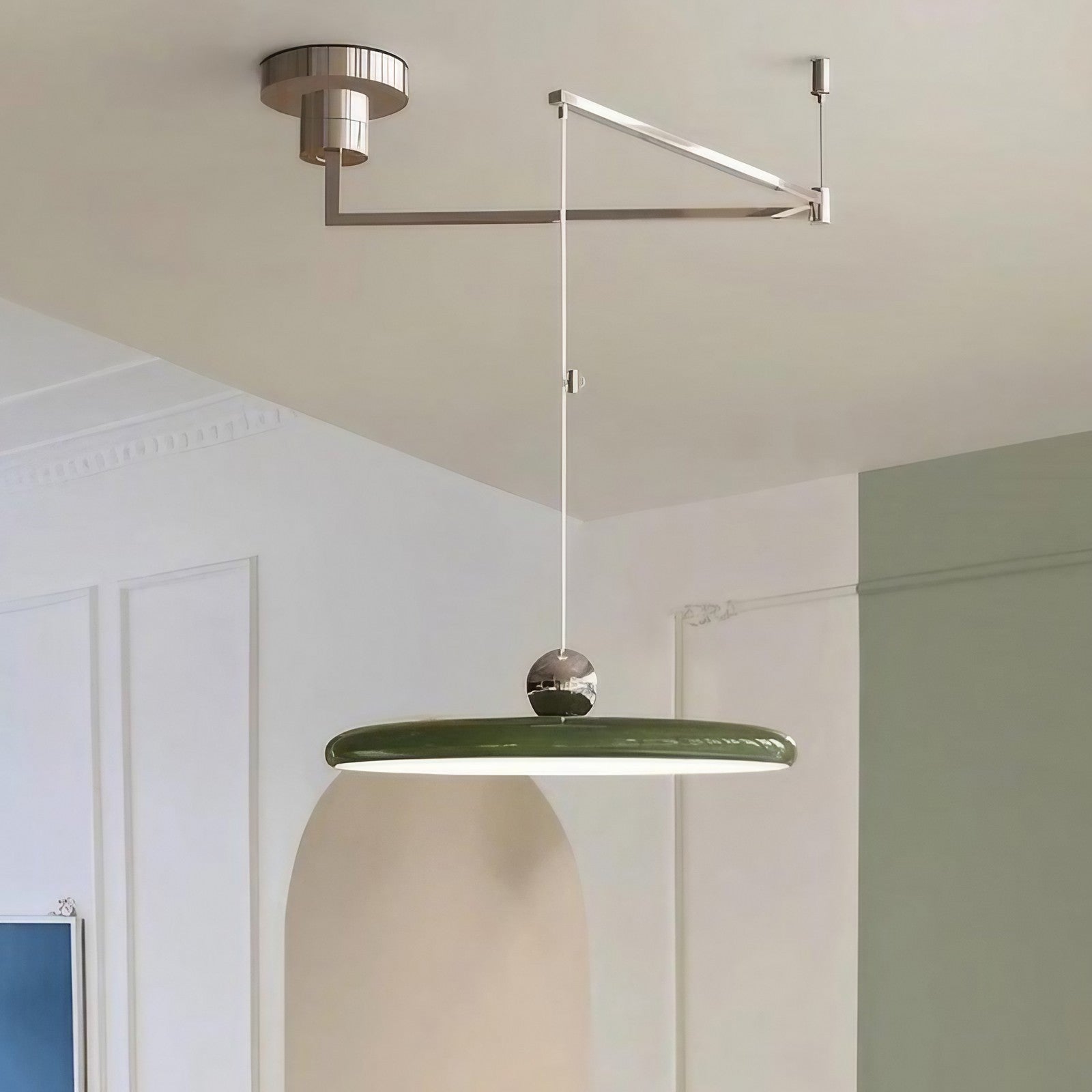 Minimalist Adjustable Lola Swing Arm Disc Flying Saucer Pendant Light For Dining Room