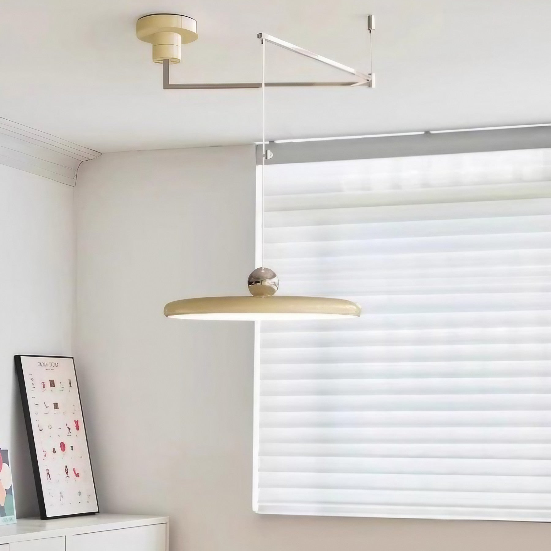 Minimalist Adjustable Lola Swing Arm Disc Flying Saucer Pendant Light For Dining Room