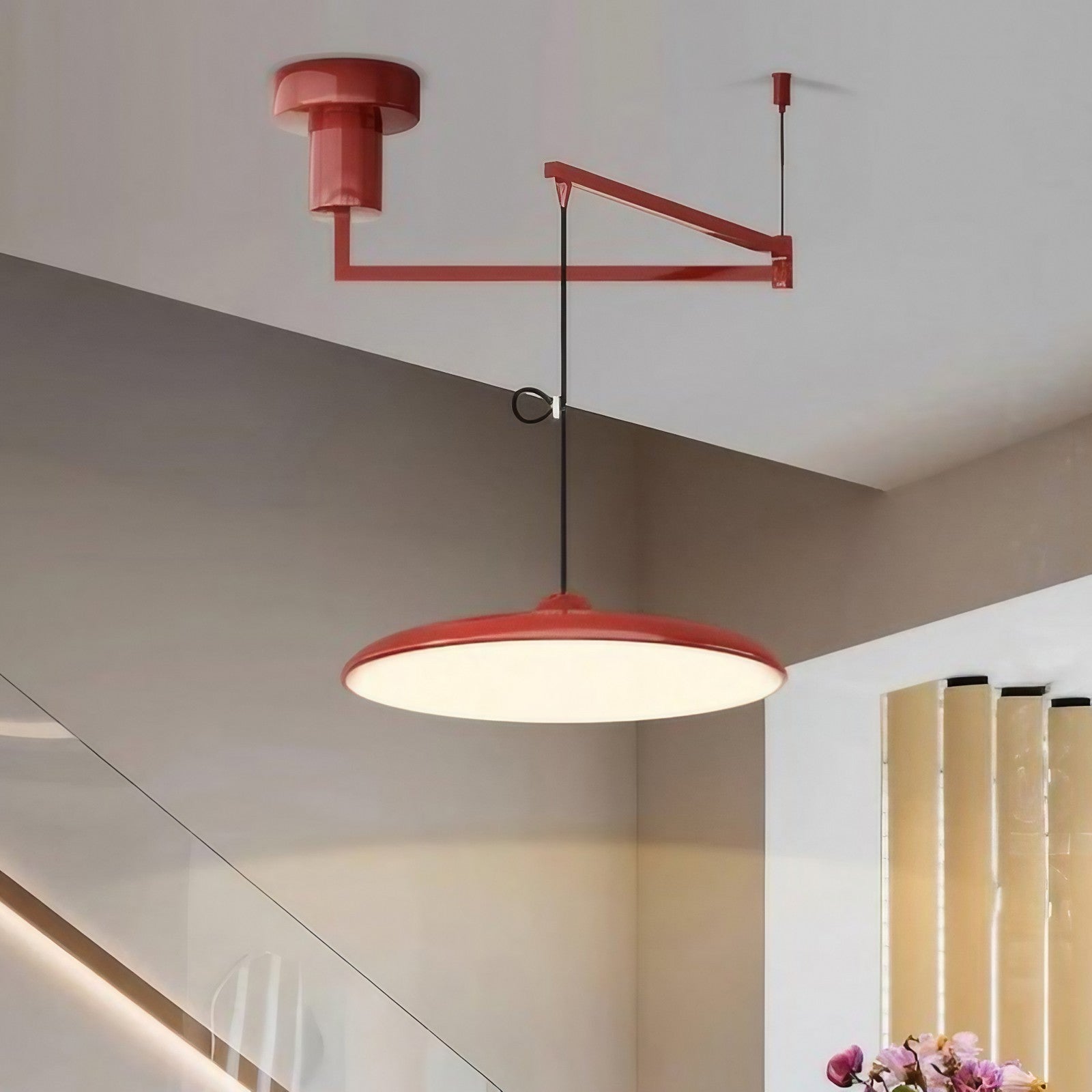 Minimalist Adjustable Lola Swing Arm Disc Flying Saucer Pendant Light For Dining Room