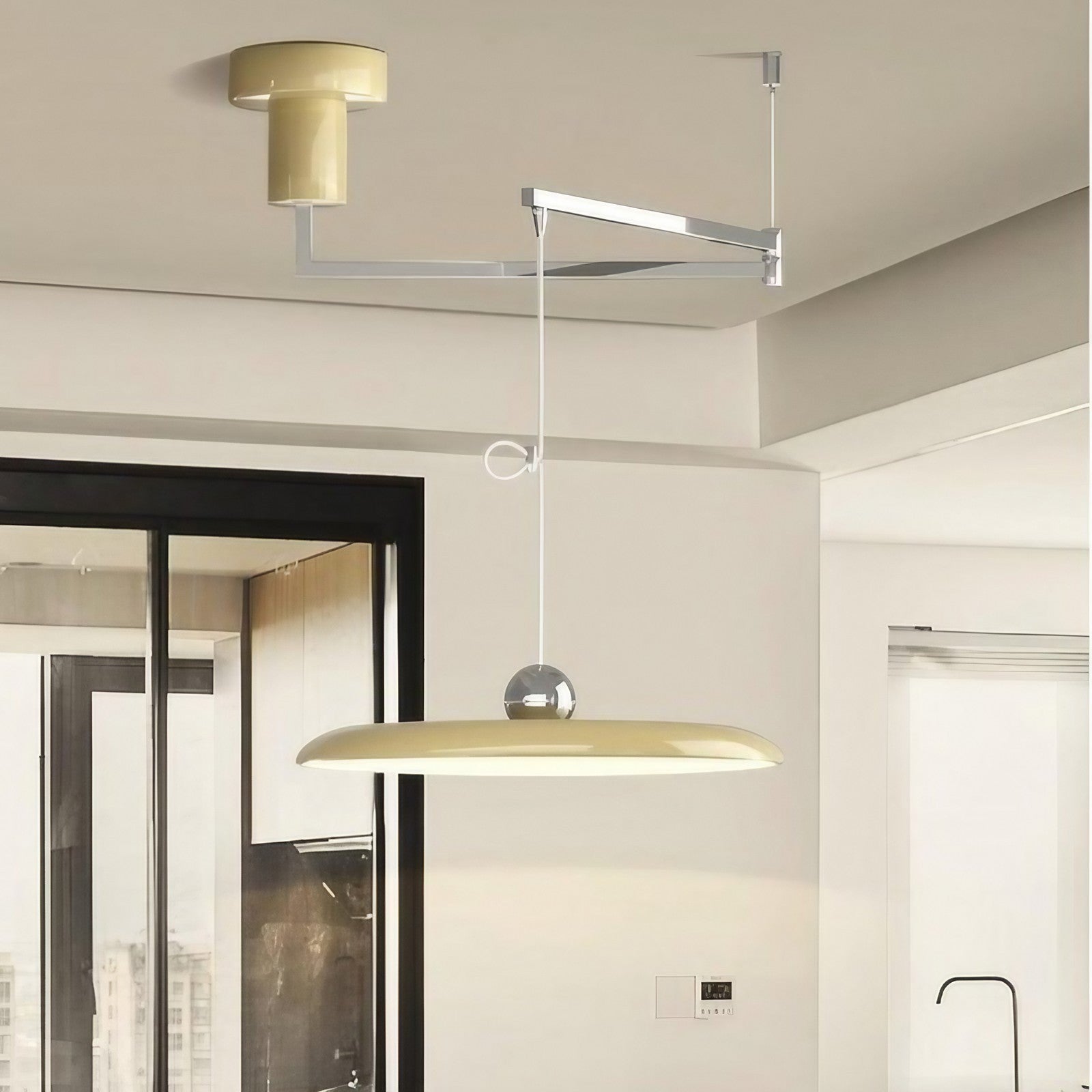 Minimalist Adjustable Lola Swing Arm Disc Flying Saucer Pendant Light For Dining Room