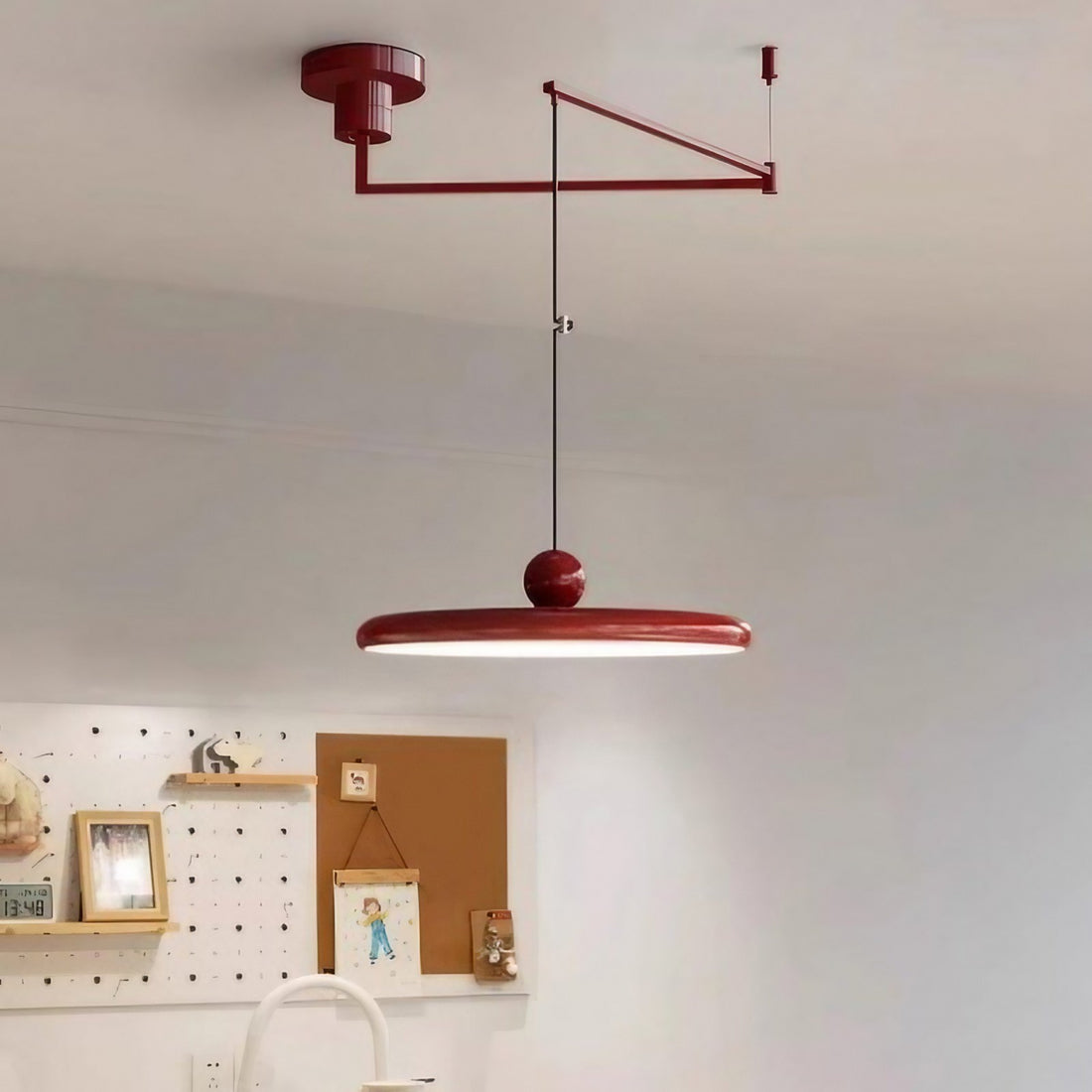 Minimalist Adjustable Lola Swing Arm Disc Flying Saucer Pendant Light For Dining Room