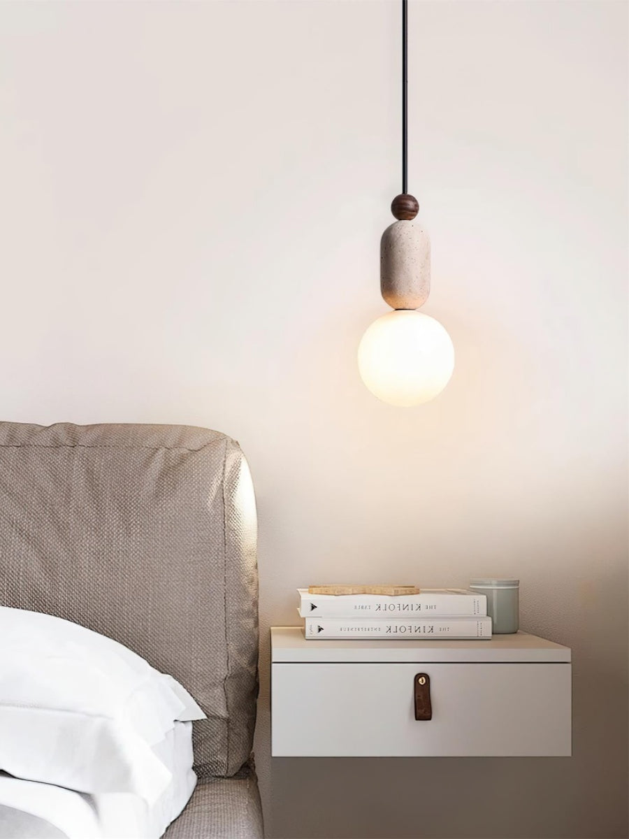 Modern Travertine Three Ring Pendant Light