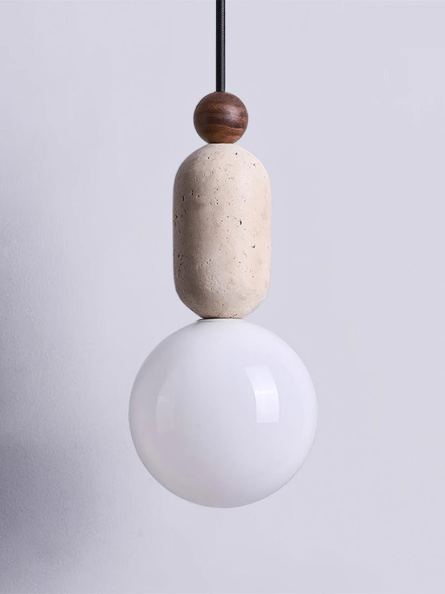Modern Travertine Three Ring Pendant Light