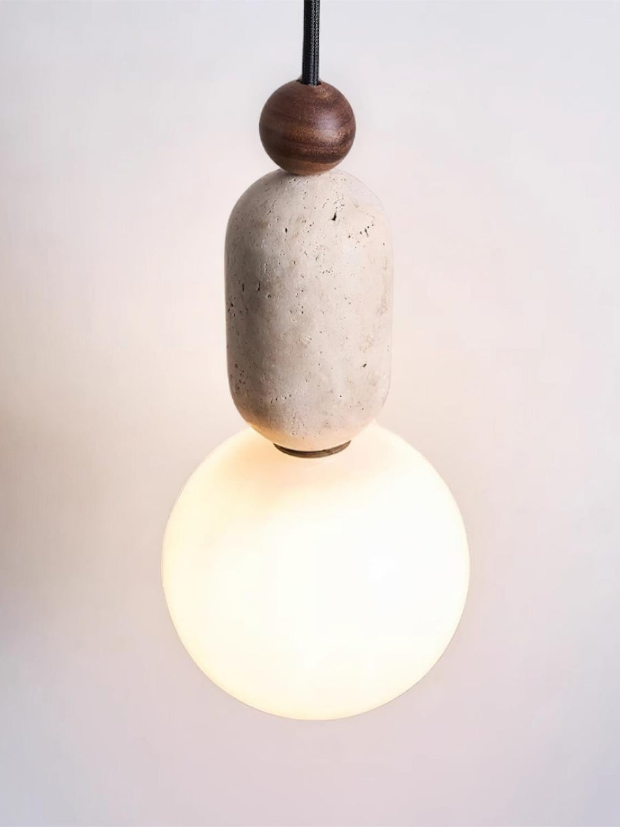 Modern Travertine Three Ring Pendant Light