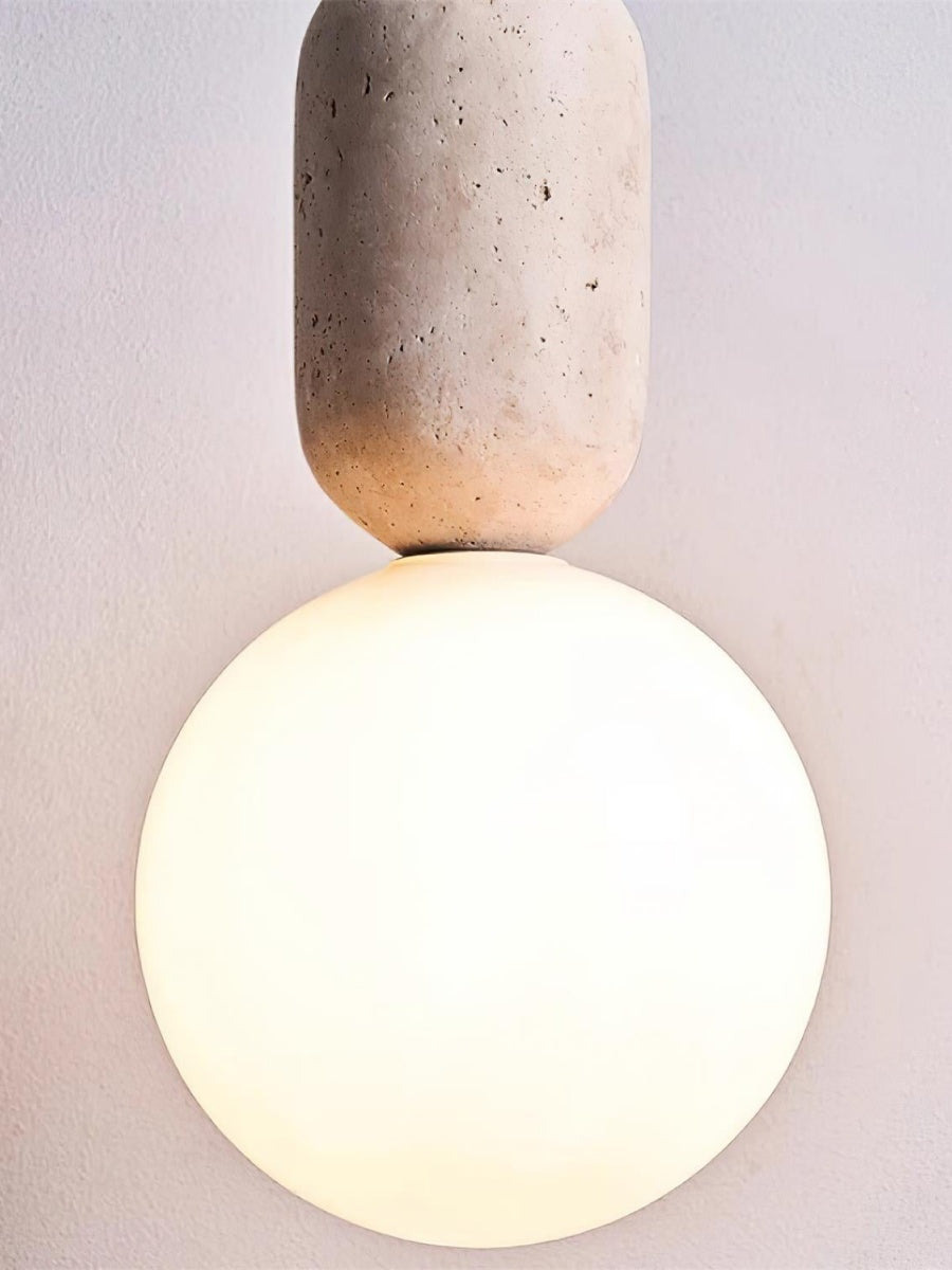 Modern Travertine Three Ring Pendant Light