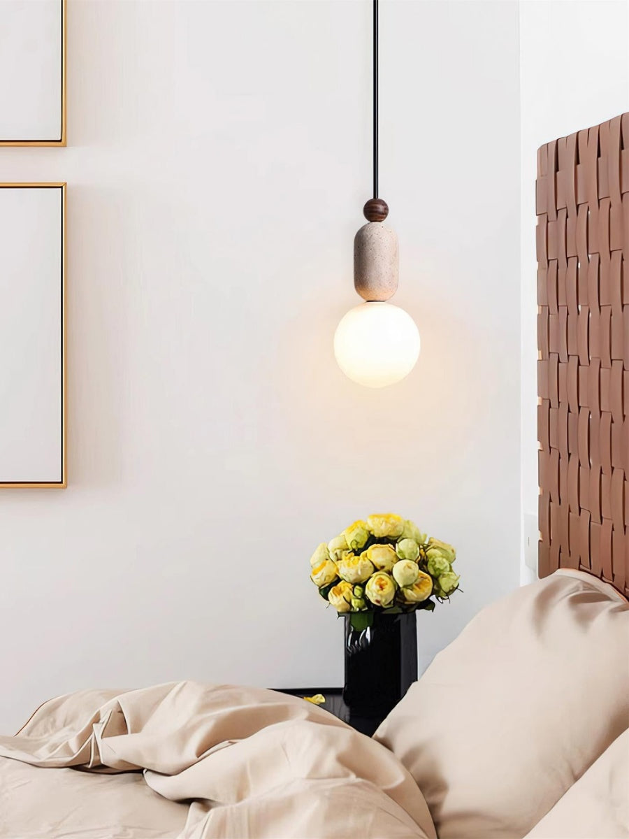 Modern Travertine Three Ring Pendant Light