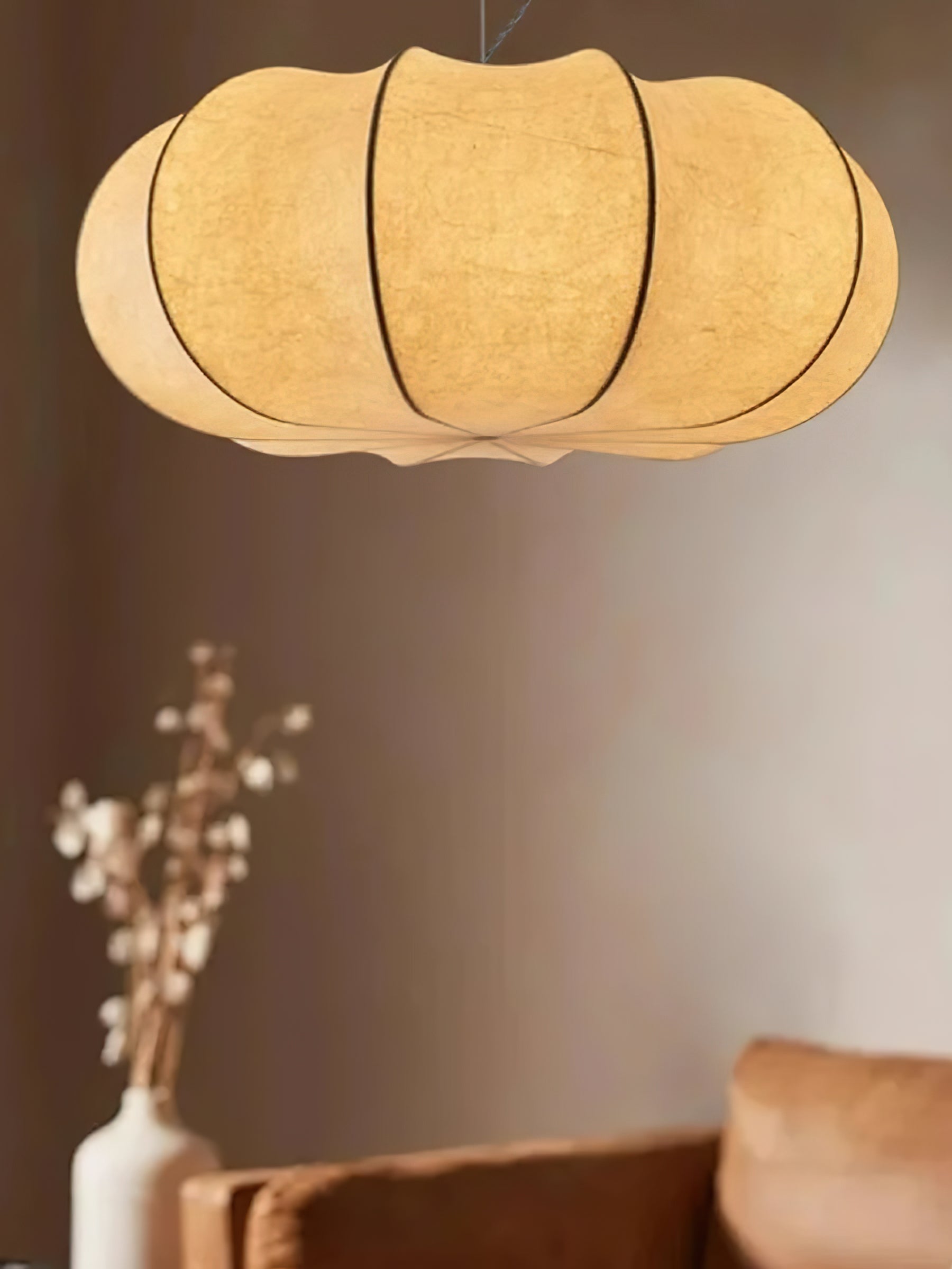 Modern Creative Flat Round Silk Pendant Lamp
