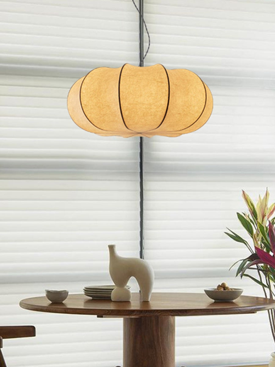 Modern Creative Flat Round Silk Pendant Lamp