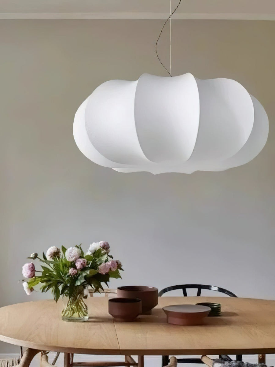 Modern Creative Flat Round Silk Pendant Lamp