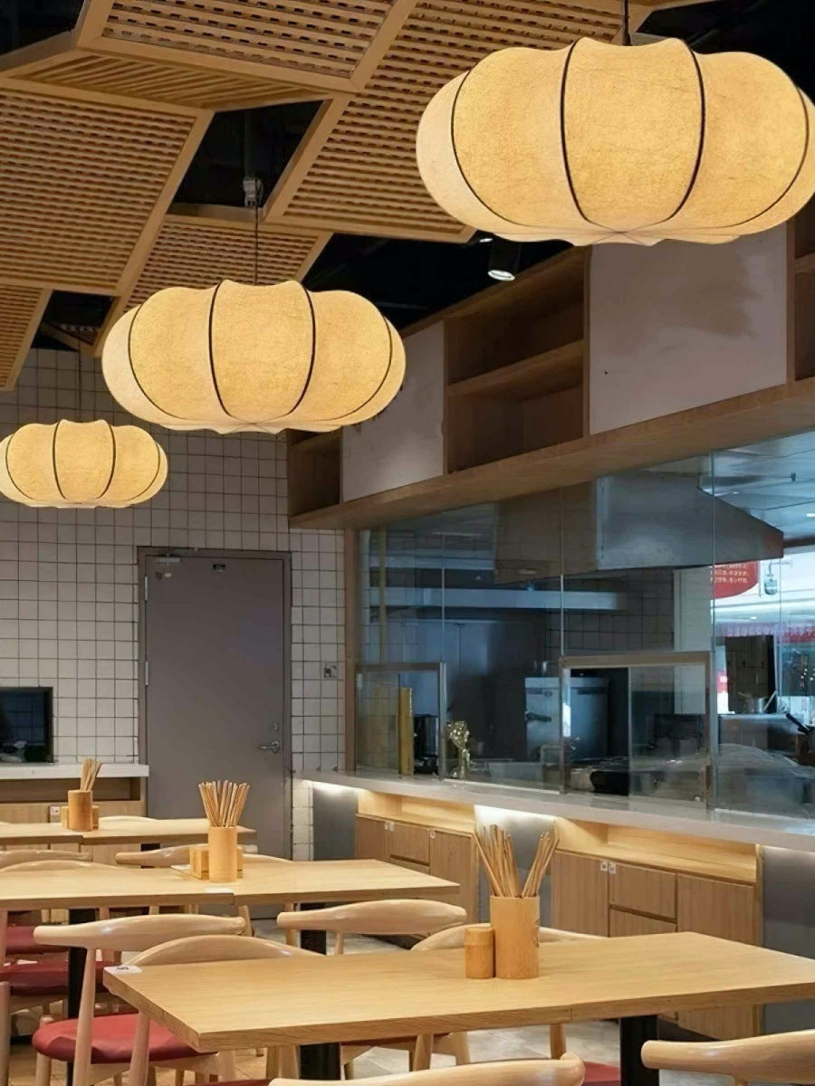 Modern Creative Flat Round Silk Pendant Lamp