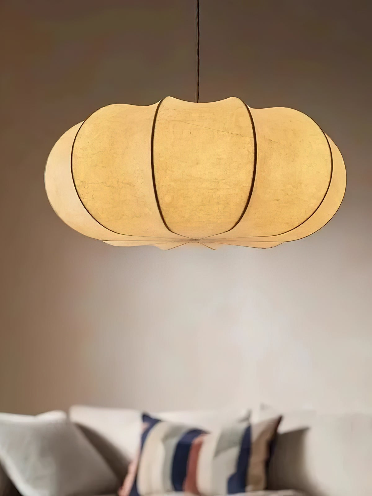 Modern Creative Flat Round Silk Pendant Lamp