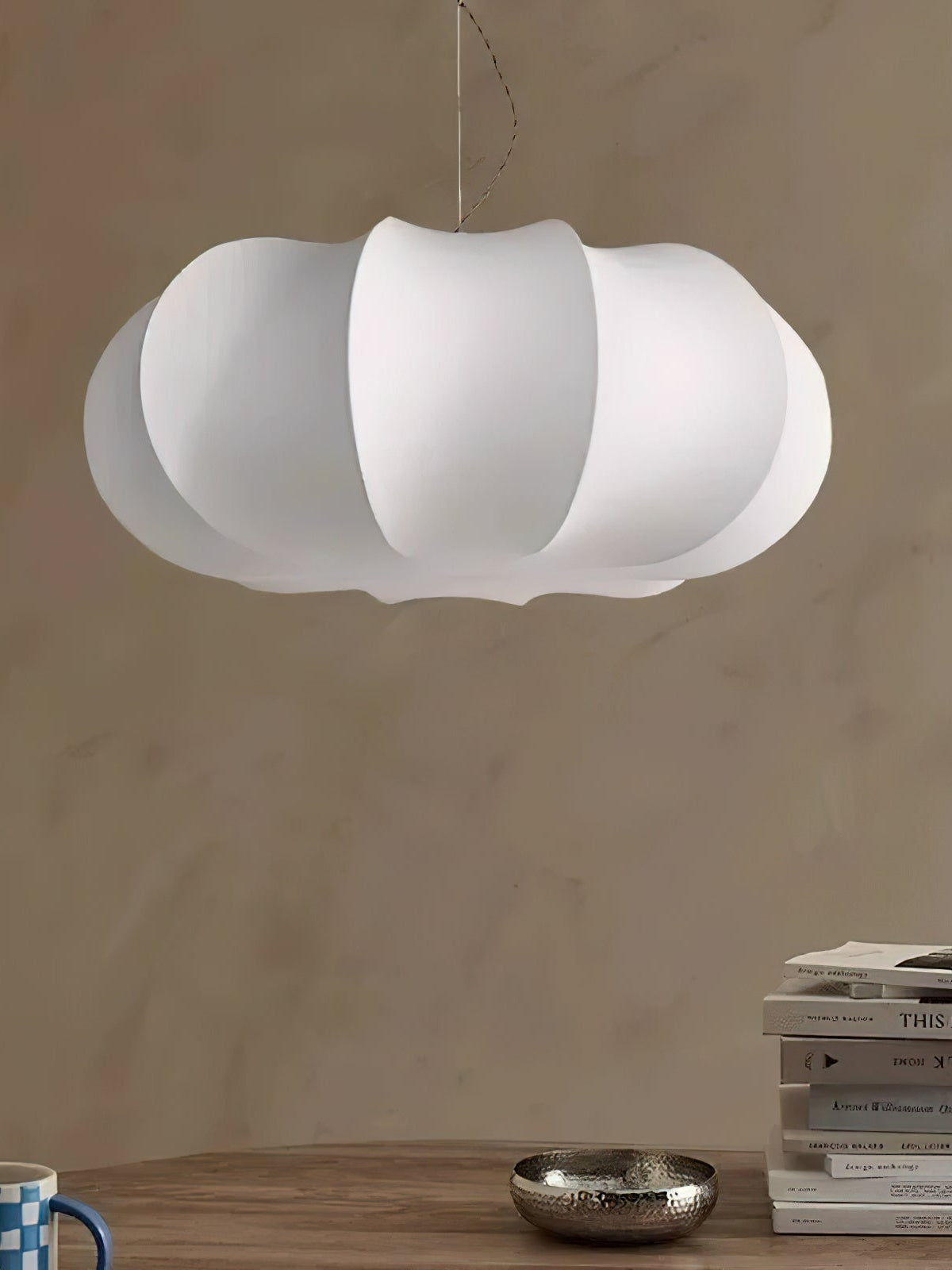 Modern Creative Flat Round Silk Pendant Lamp