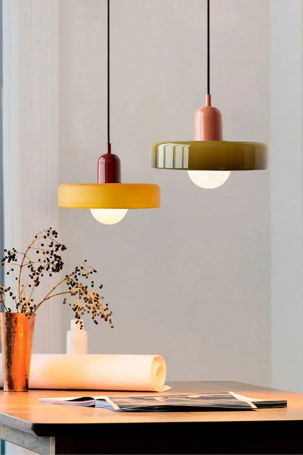 Morandi Modern Style Disc Glass Pendant Lamp