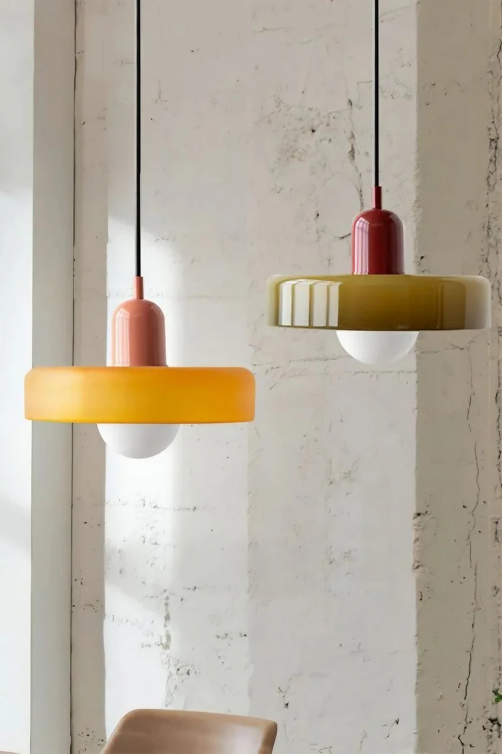 Morandi Modern Style Disc Glass Pendant Lamp