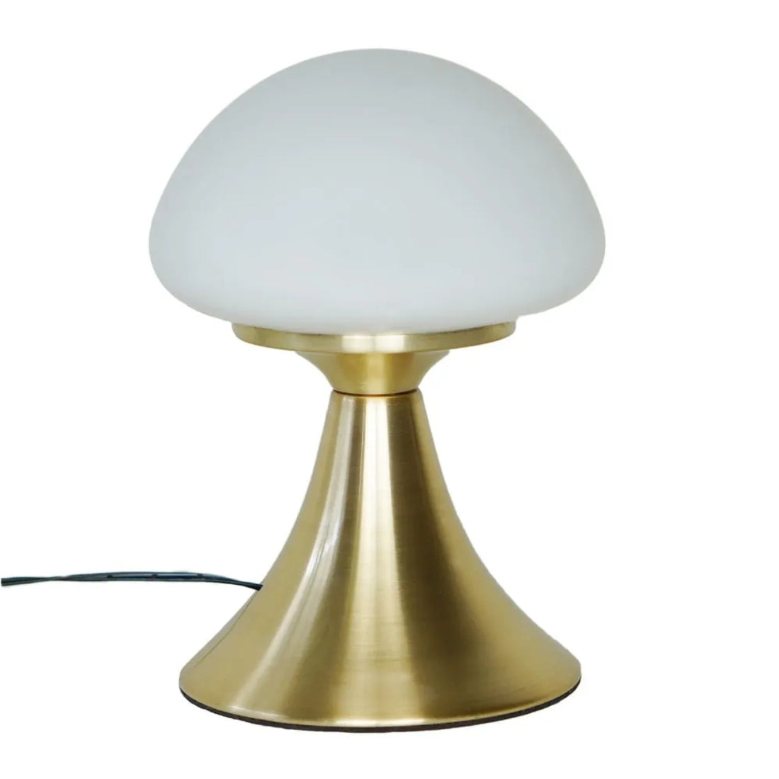 Mushroom Glass Bedside Lamp – Vintage Brass Base & Adjustable Brightness