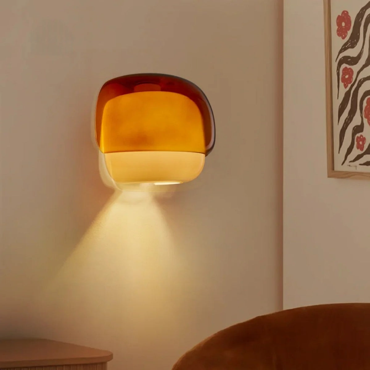 Mushroom Macaron Wall Lamp – Colored Glass Sconce for Bedroom