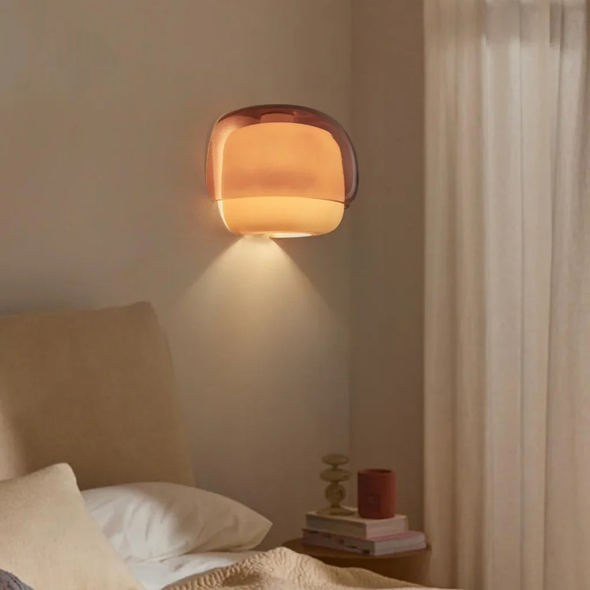 Mushroom Macaron Wall Lamp – Colored Glass Sconce for Bedroom