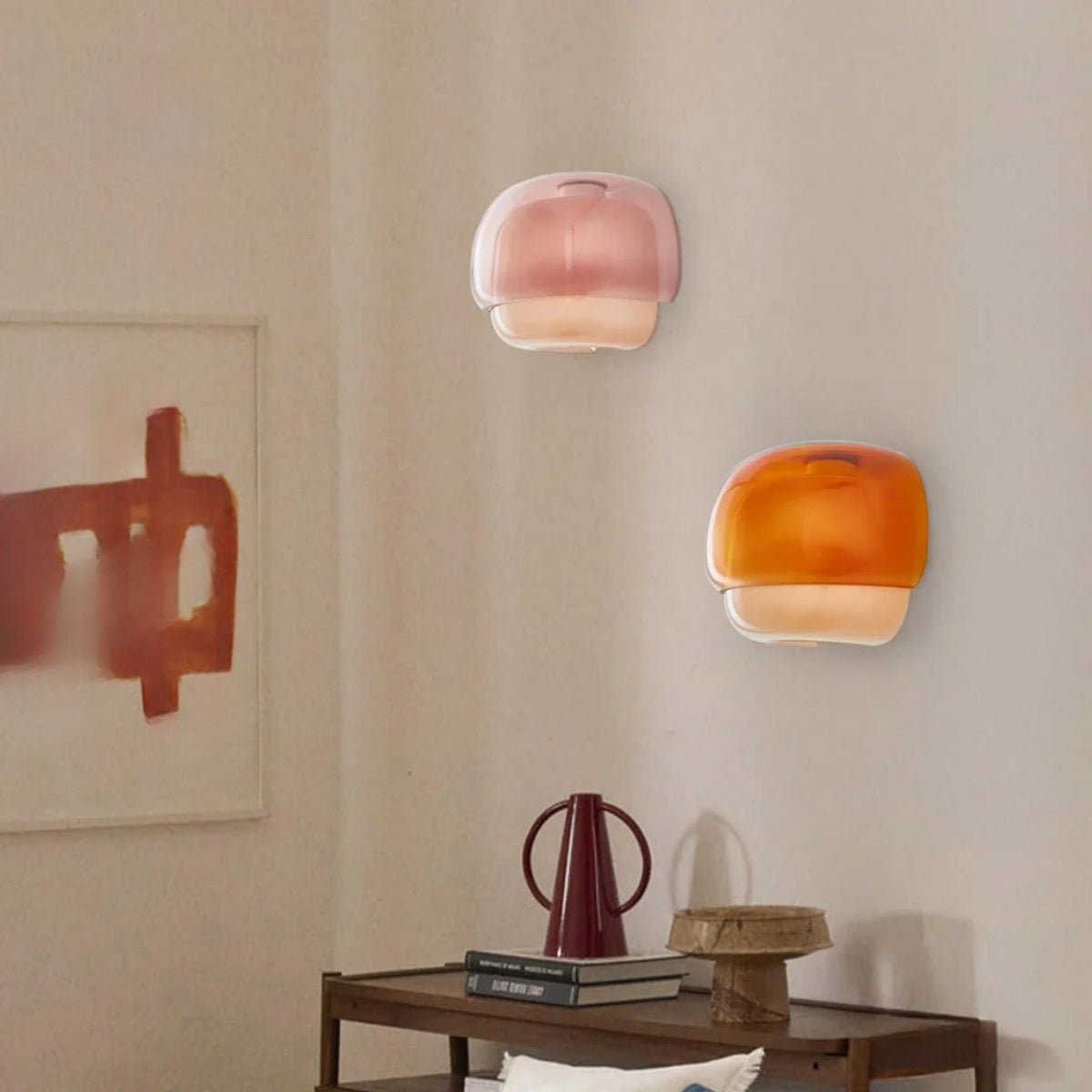 Mushroom Macaron Wall Lamp – Colored Glass Sconce for Bedroom