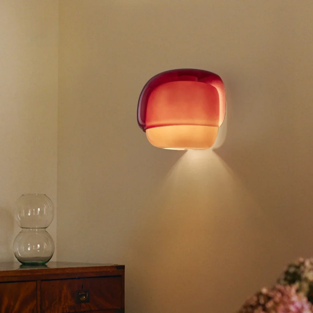 Mushroom Macaron Wall Lamp – Colored Glass Sconce for Bedroom