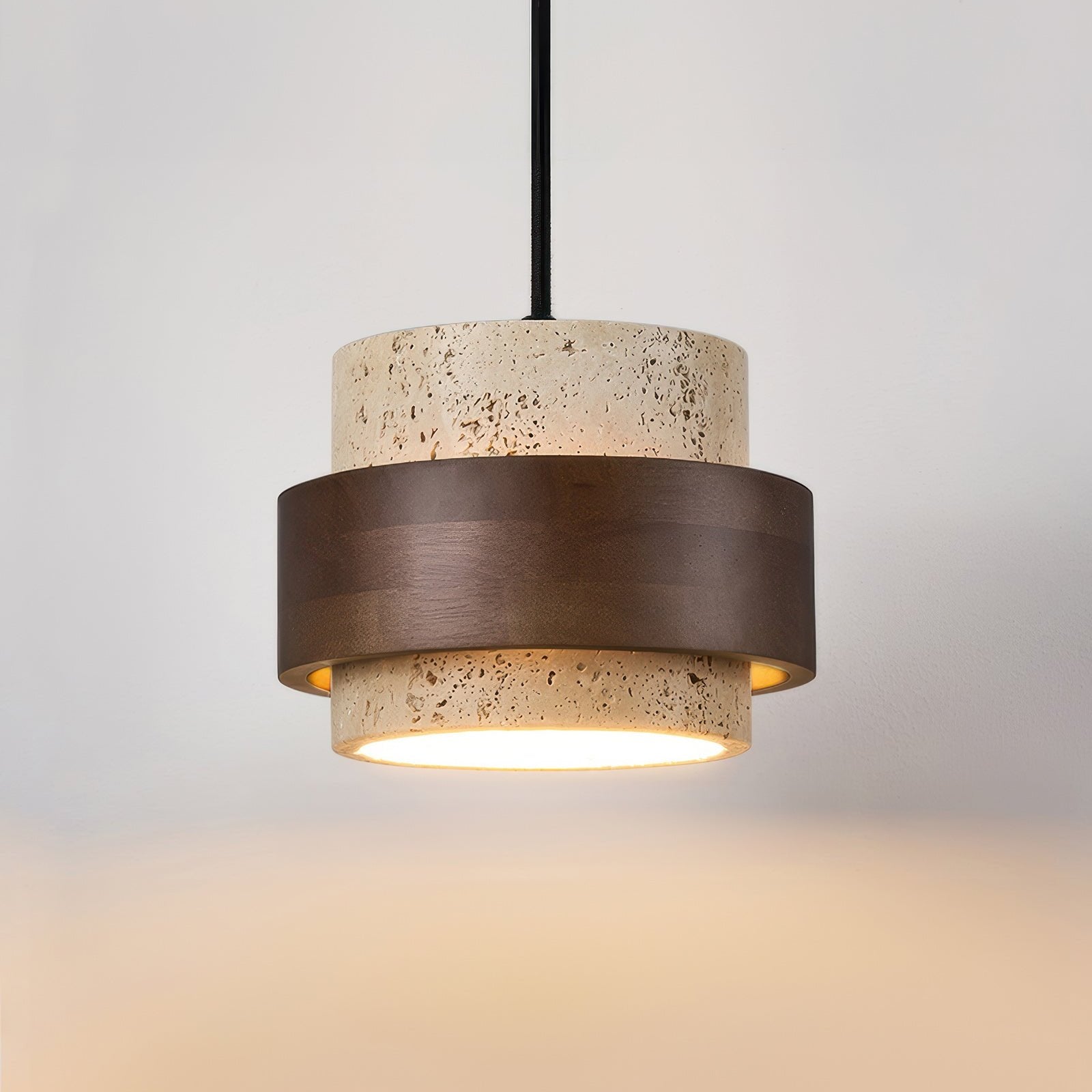 Cylindrical Modern Design Travertine Pendant Lamp