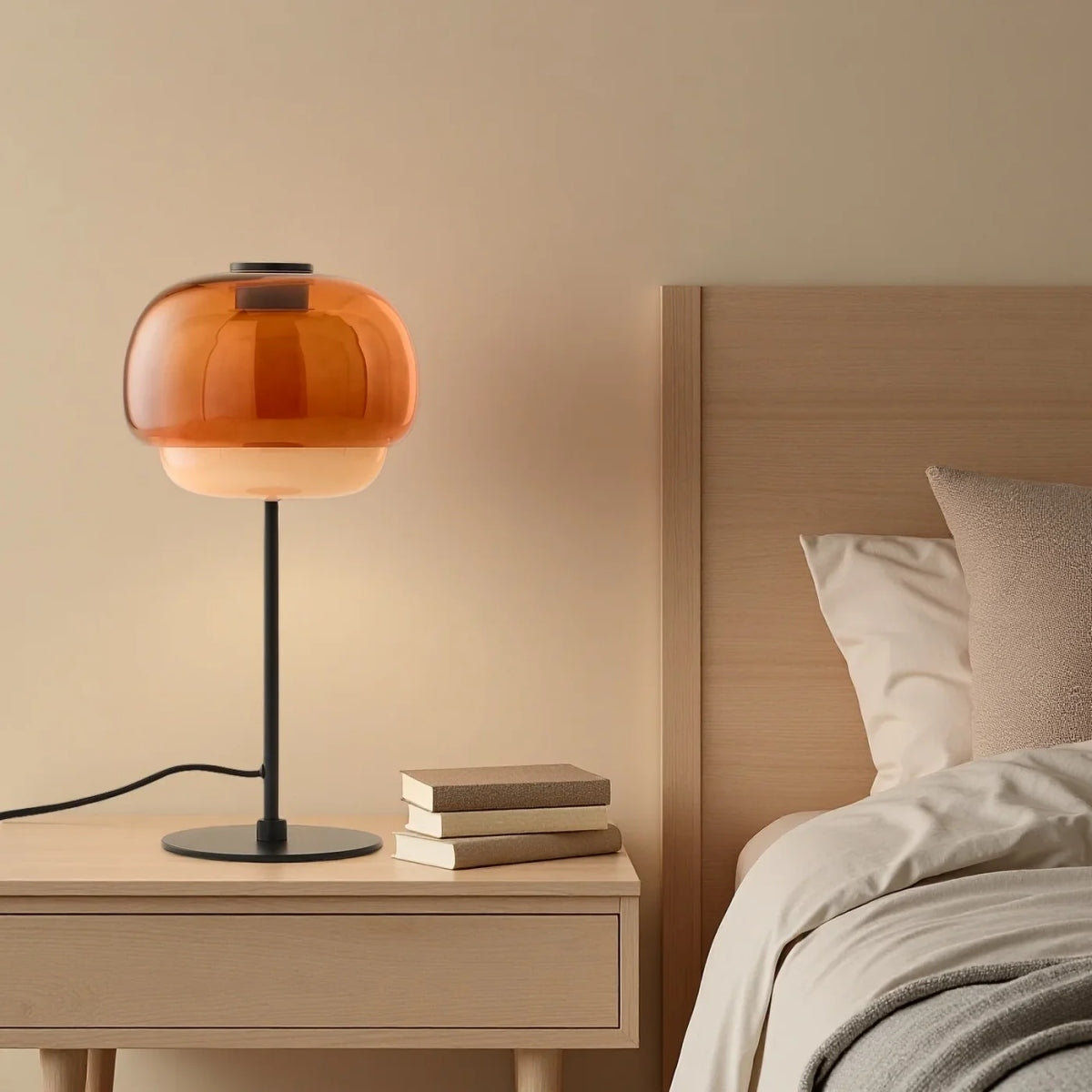 Nordic Mushroom Glass Table Lamp – Stained Glass Bedside Light