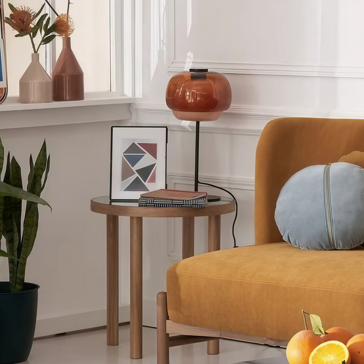 Nordic Mushroom Glass Table Lamp – Stained Glass Bedside Light