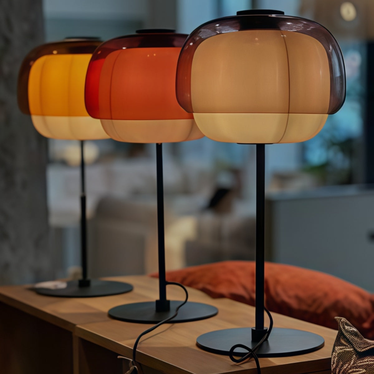 Nordic Mushroom Glass Table Lamp – Stained Glass Bedside Light