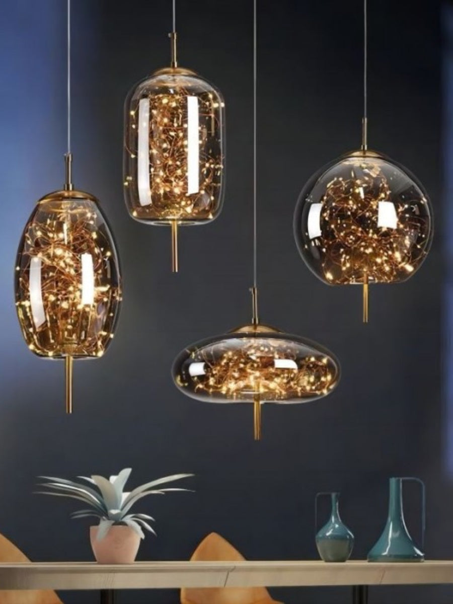 Nordic Starry Cylinder Glass Pendant Lamp