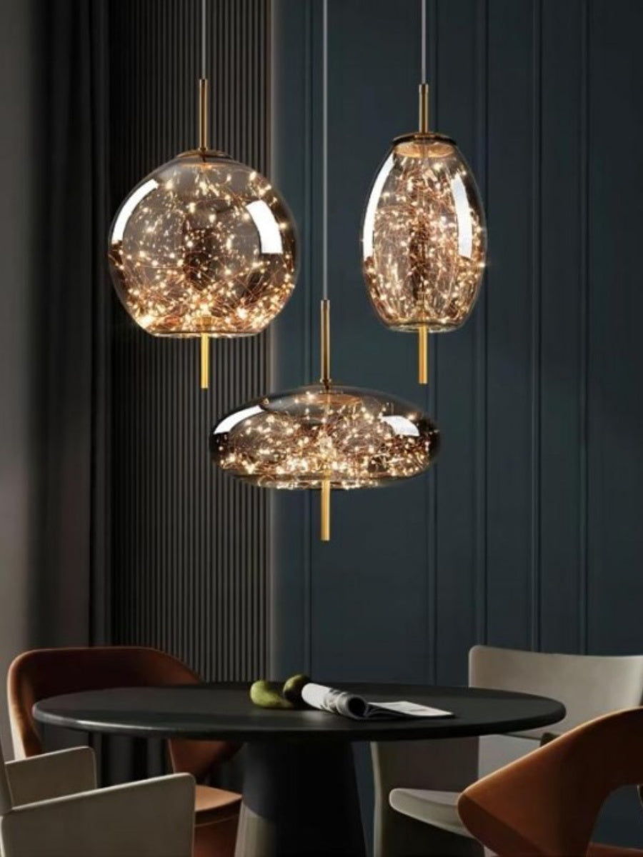 Nordic Starry Cylinder Glass Pendant Lamp