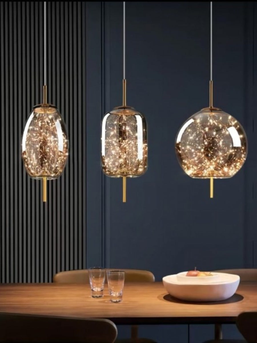 Nordic Starry Cylinder Glass Pendant Lamp
