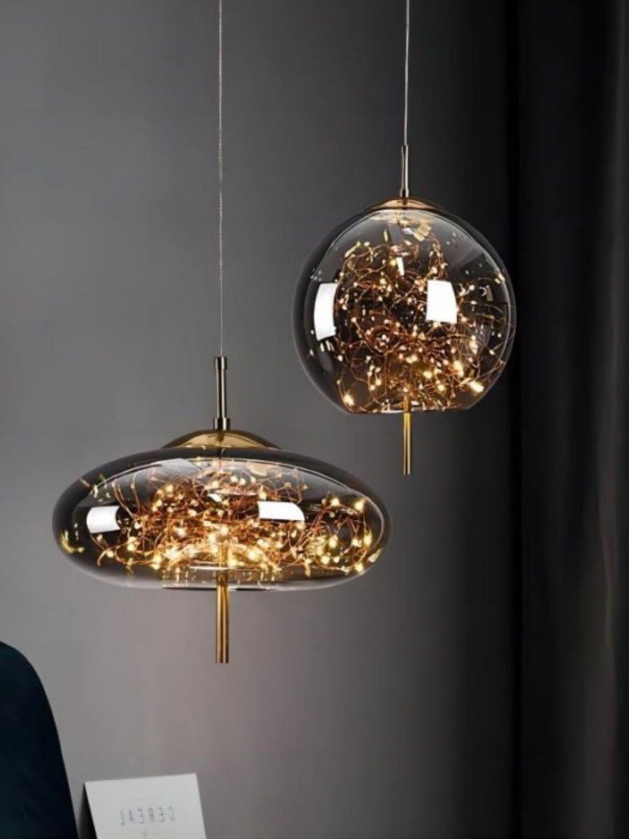 Nordic Starry Cylinder Glass Pendant Lamp