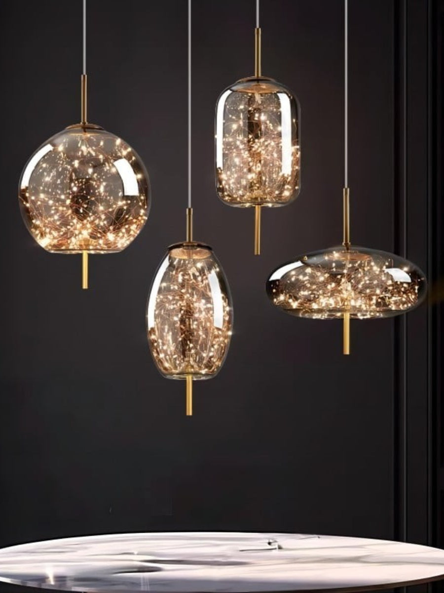 Nordic Starry Cylinder Glass Pendant Lamp