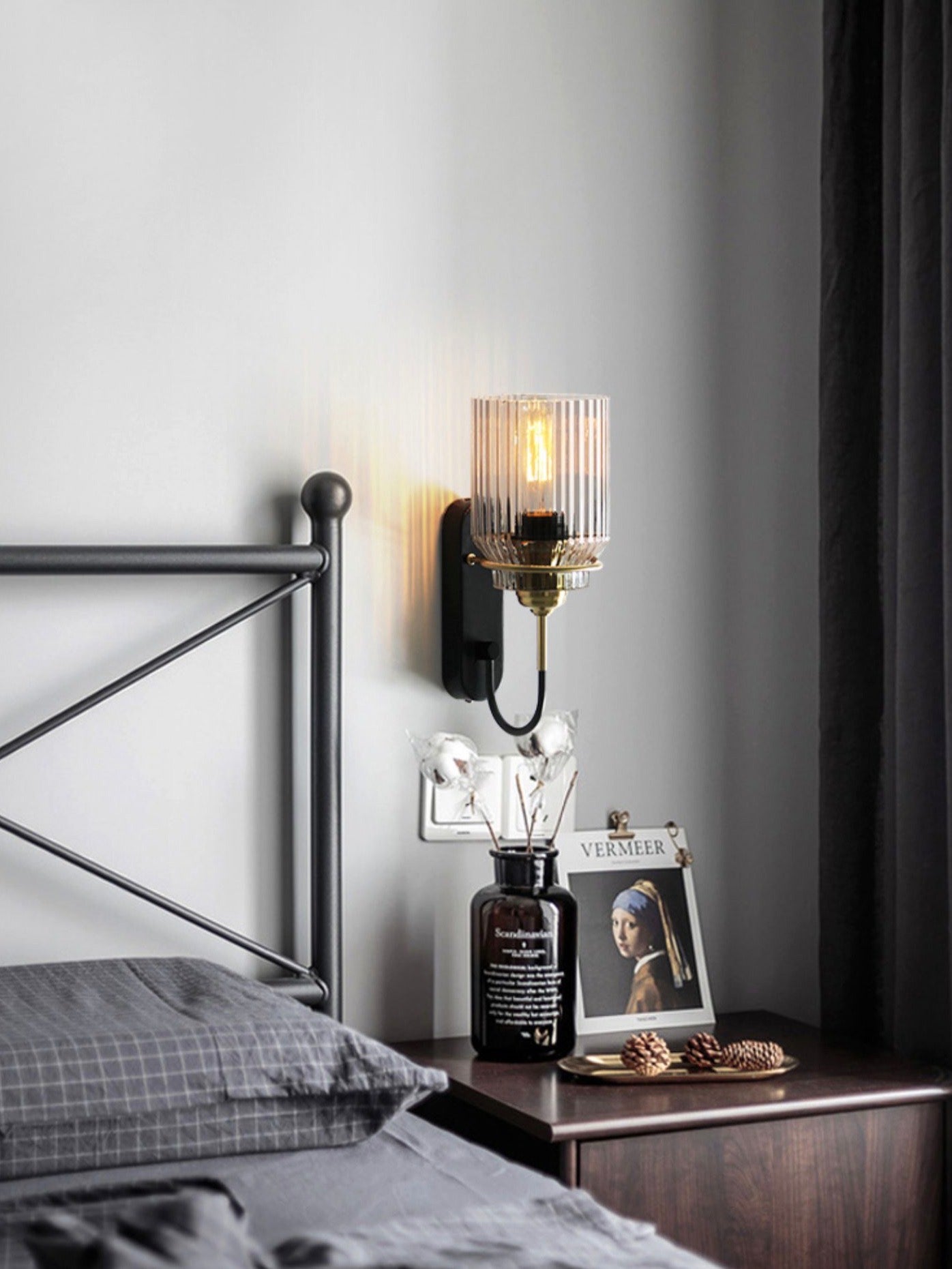 Nordic Columnar Glass Mirror Front Wall Lamp