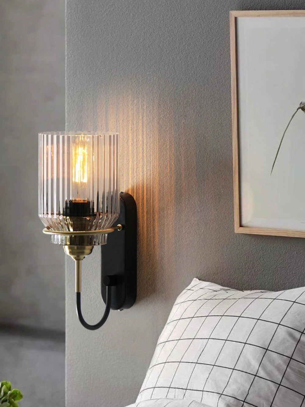 Nordic Columnar Glass Mirror Front Wall Lamp