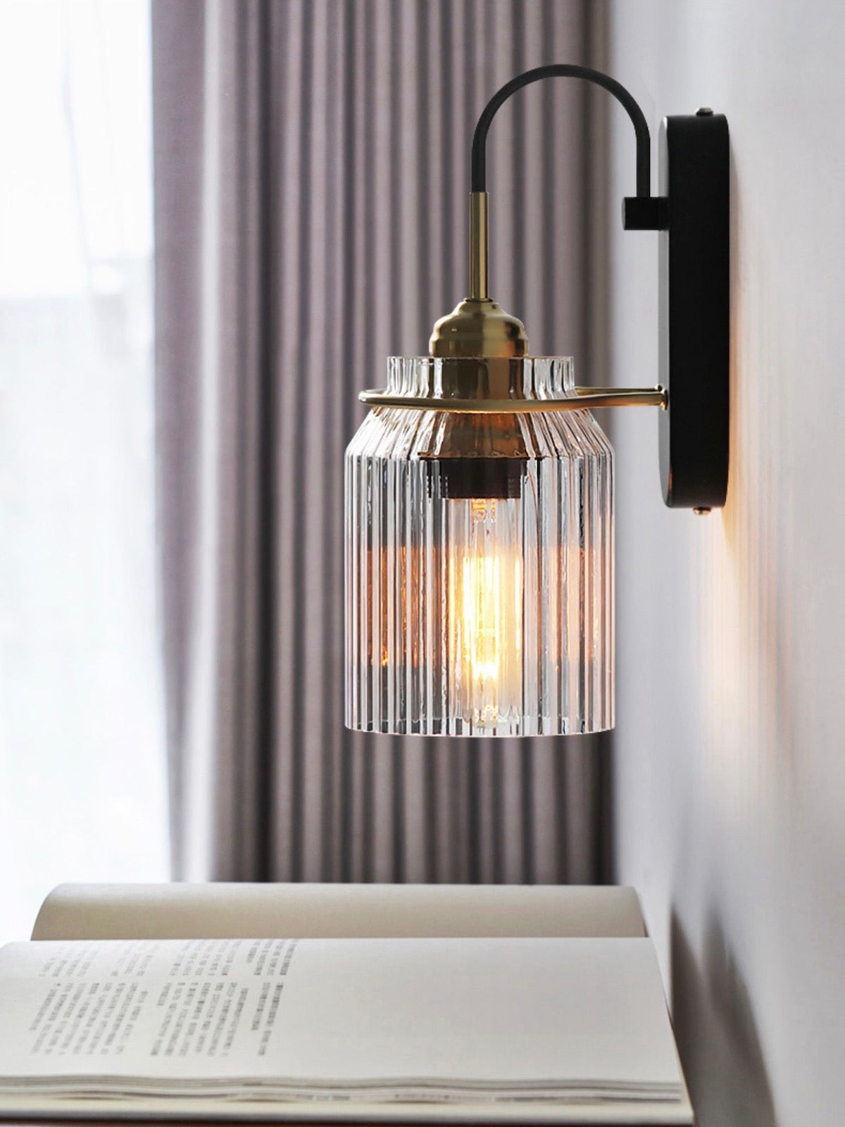 Nordic Columnar Glass Mirror Front Wall Lamp