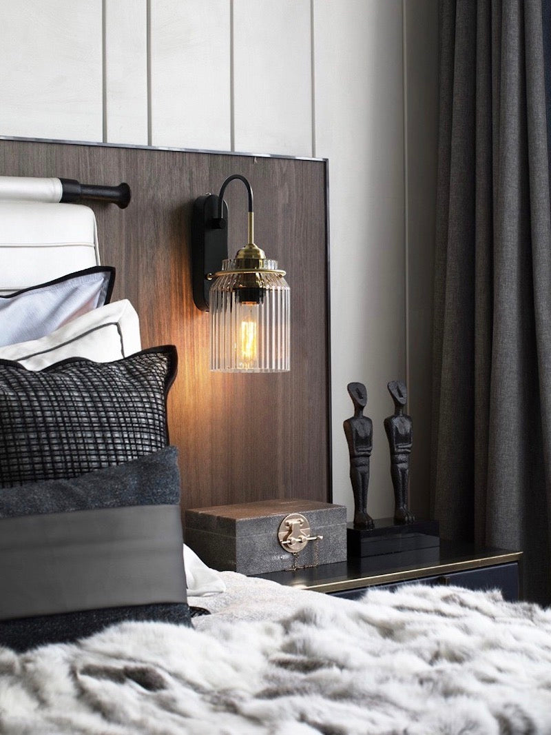 Nordic Columnar Glass Mirror Front Wall Lamp