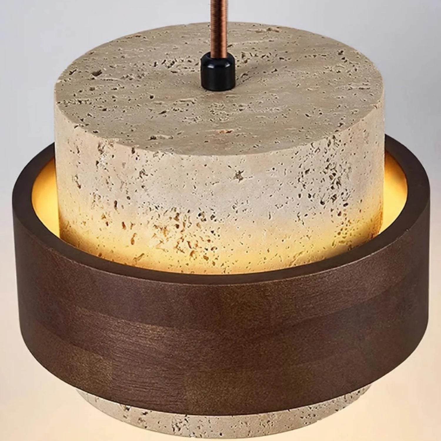 Cylindrical Modern Design Travertine Pendant Lamp