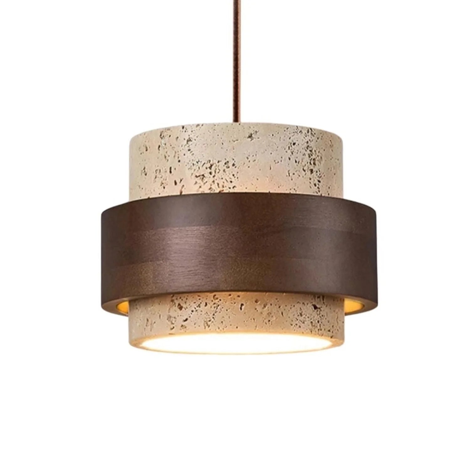 Cylindrical Modern Design Travertine Pendant Lamp