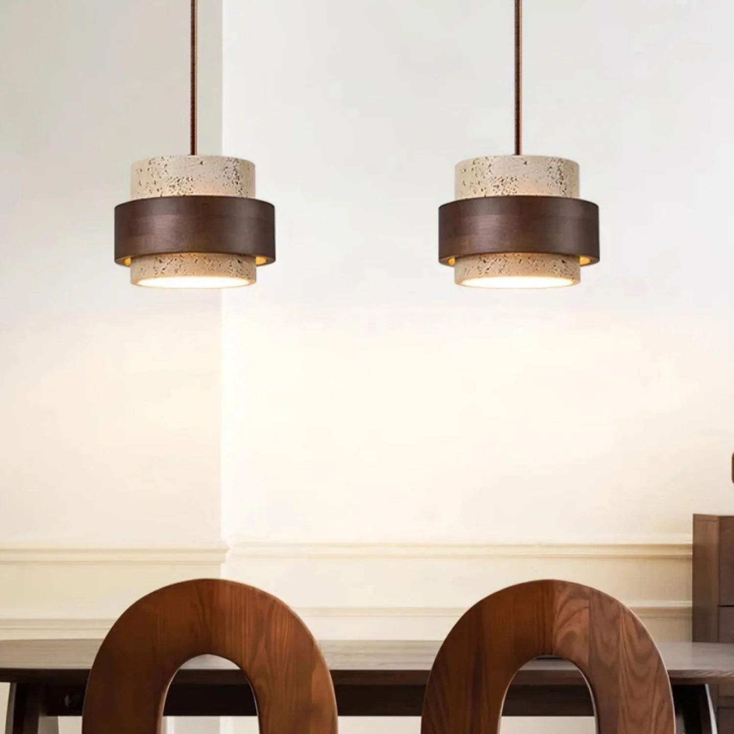Cylindrical Modern Design Travertine Pendant Lamp