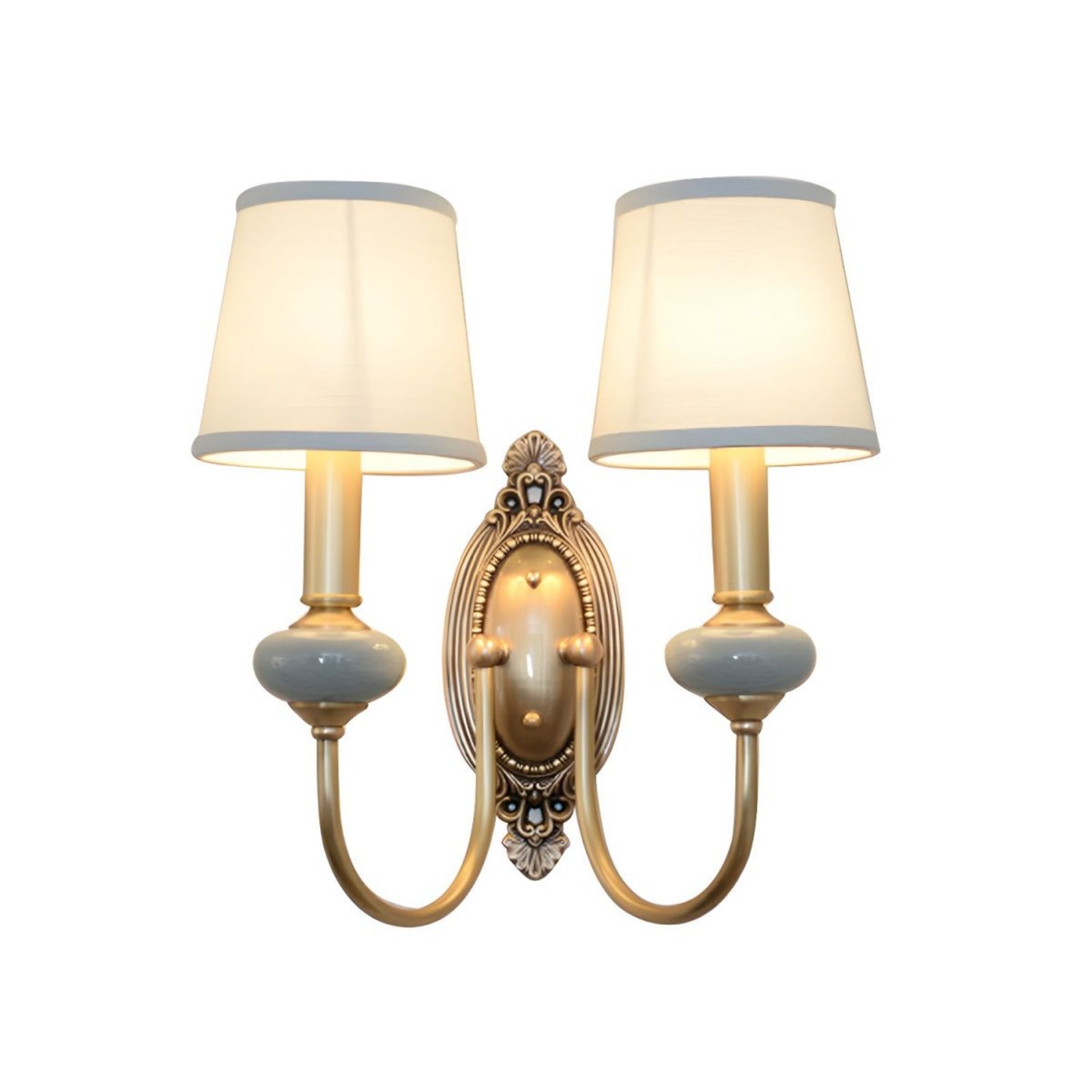 European Luxury Palace Style Fabric & Copper Wall Sconce