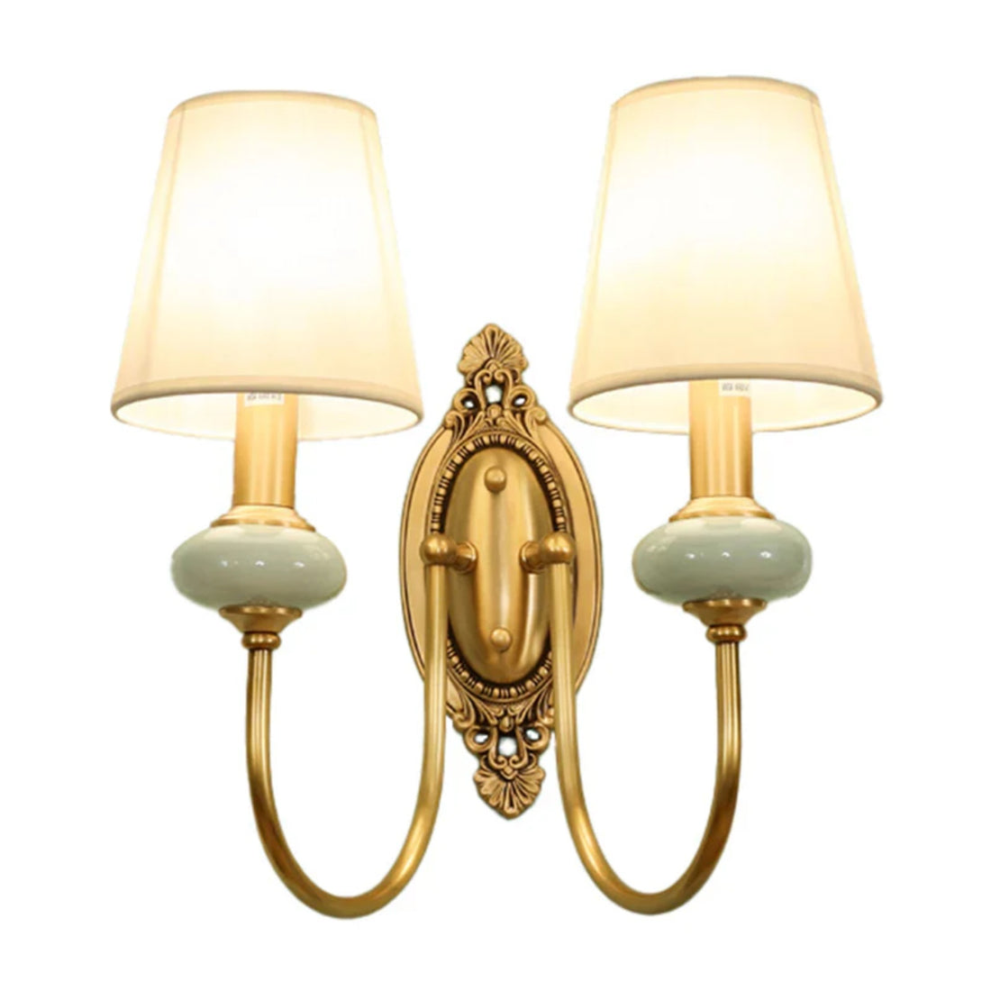 European Luxury Palace Style Fabric & Copper Wall Sconce